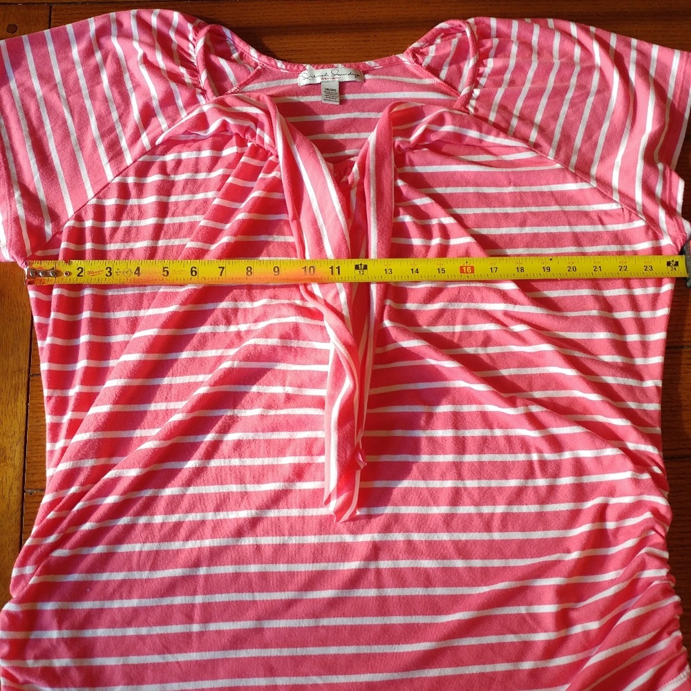 🙈French Laundry Blouse - Ruched, Ruffle, Stripes - Picture 4 of 5